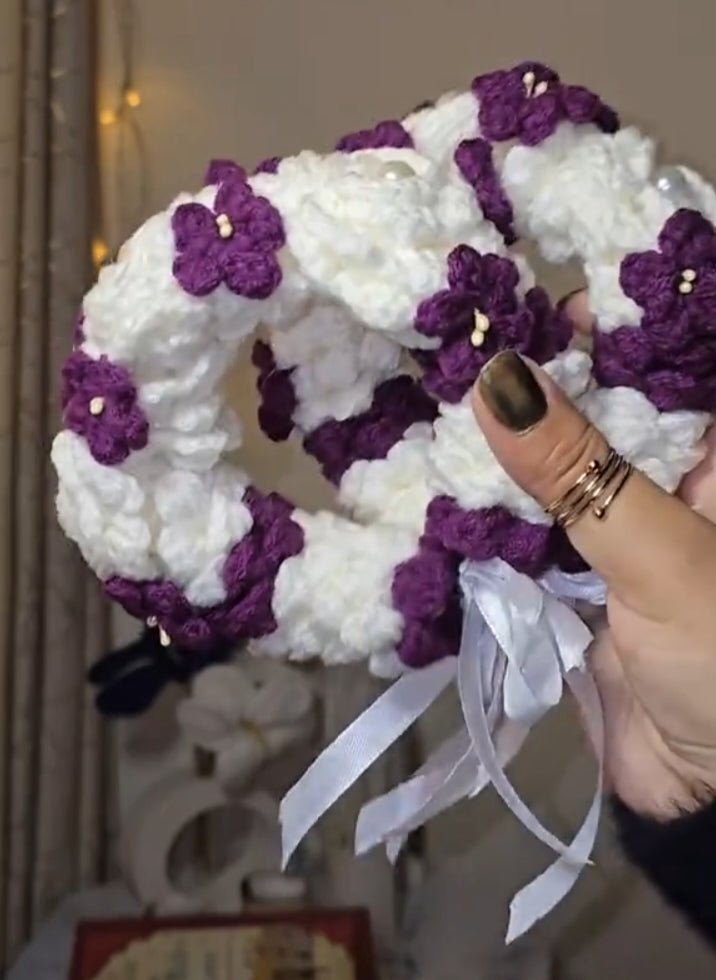 White Purple Gajra Flower Bracelet For Women / Girls