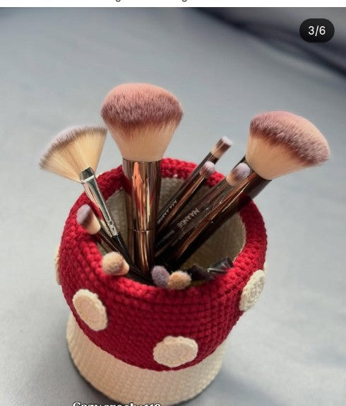 Handmade Crochet Makeup Brush Holder Organizer Basket Decor