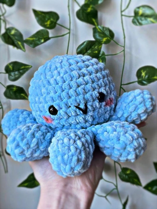 Cute Blue Crochet Handmade Octopus Plush Soft Toy
