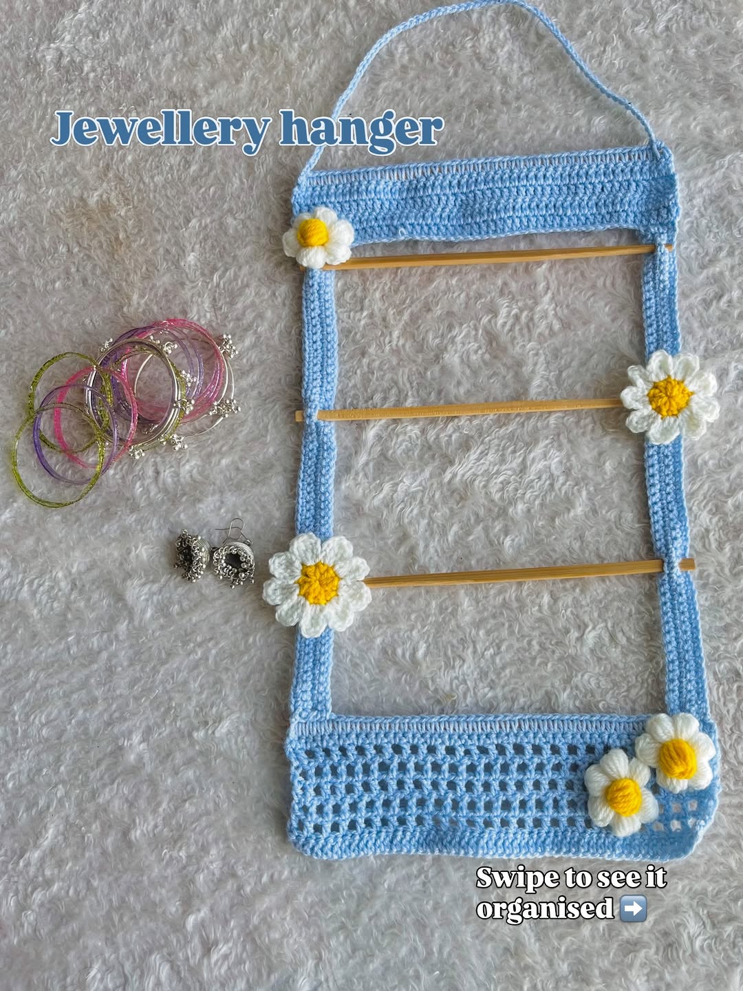 Handmade Crochet Wall Organizer Jewelry Holder