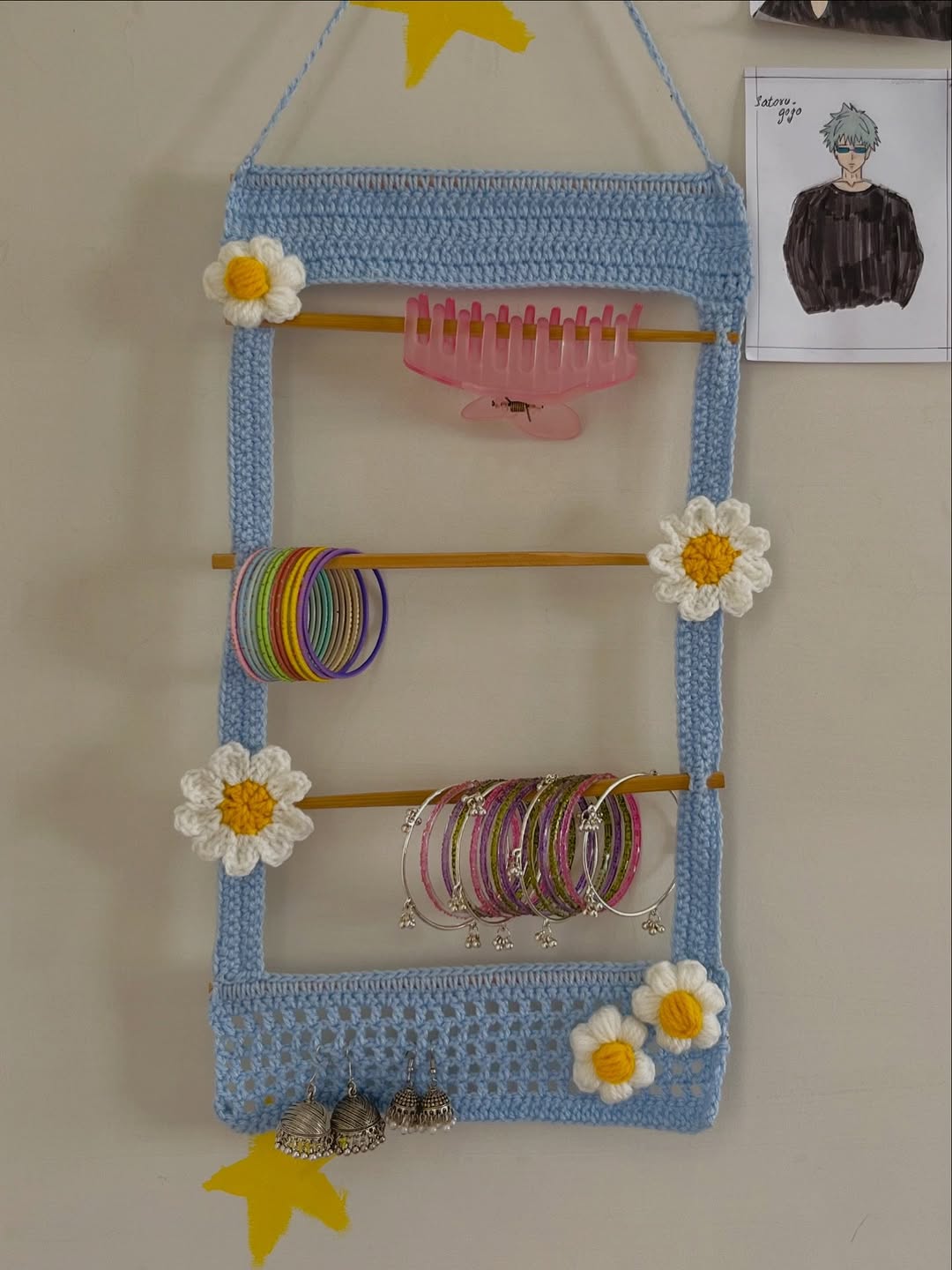 Handmade Crochet Wall Organizer Jewelry Holder
