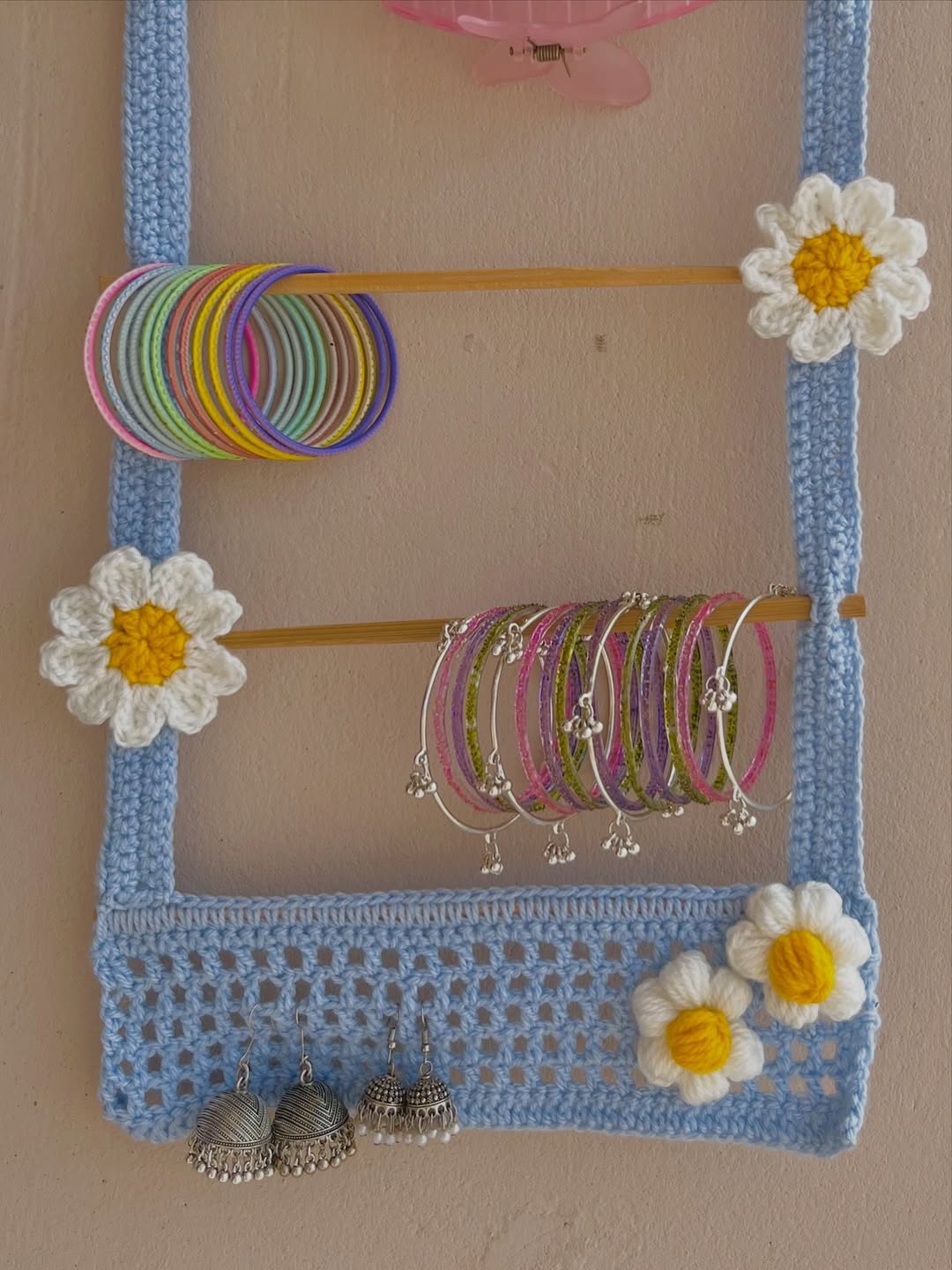 Handmade Crochet Wall Organizer Jewelry Holder