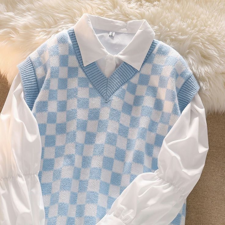 Checkerboard V-Neck Sweater Vest for Men