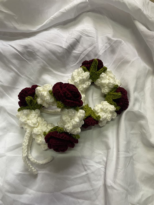 Handmade Crochet Floral Hand Gajra Bracelet for Women