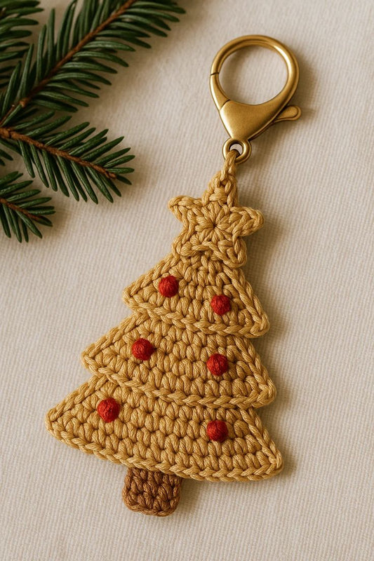 Handmade Crochet Christmas Tree Keychain