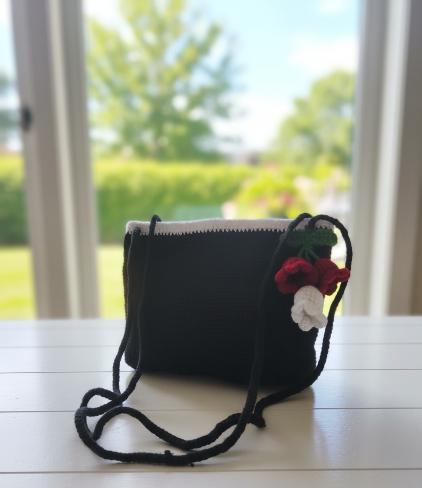 Floral Crochet Shoulder Bag Handmade