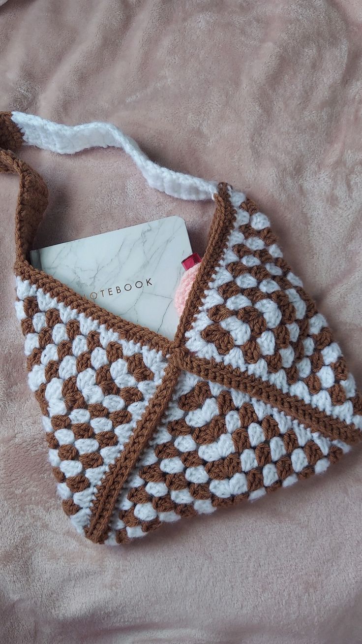 Handmade Crochet Granny Stripe Shoulder Bag