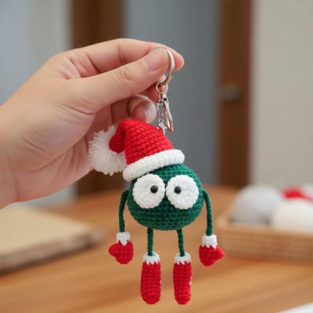 Handmade Crochet Christmas Doll Keychain Gift