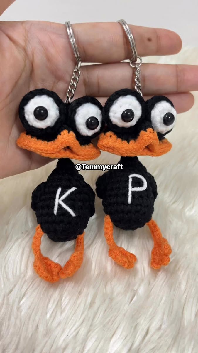 Handmade Crochet Duck Keychain Cute Gift