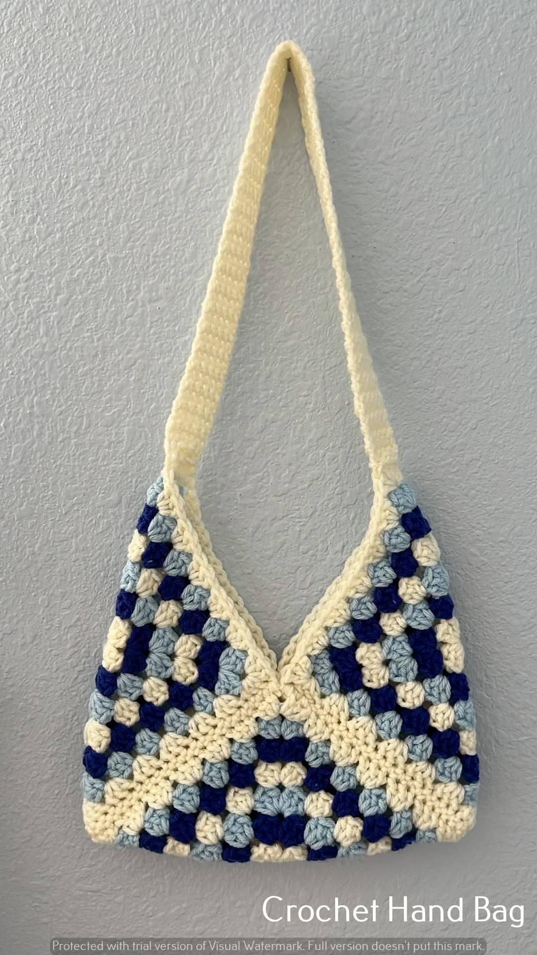 Handmade Crochet Granny Stripe Shoulder Bag
