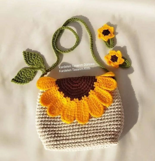Handmade Crochet Sunflower Crossbody Bag