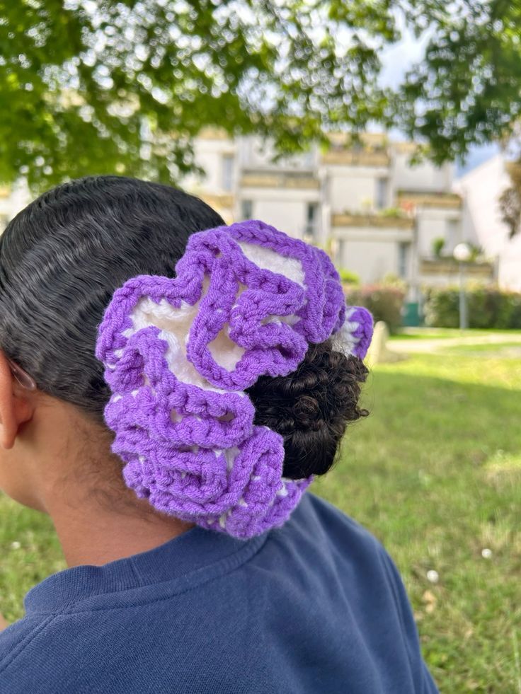 Handmade Crochet Hair Bun Cover Scrunchie For Girls