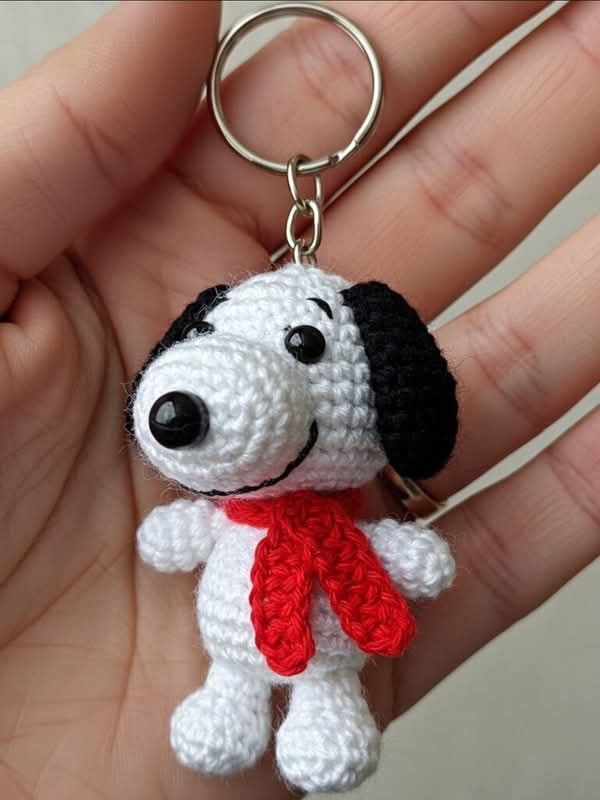 Cute Crochet Dog Keychain Handmade