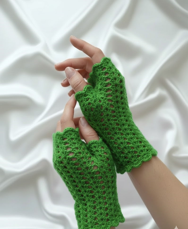 Pink Crochet Handmade Fingerless Gloves for Winter Wear for girls