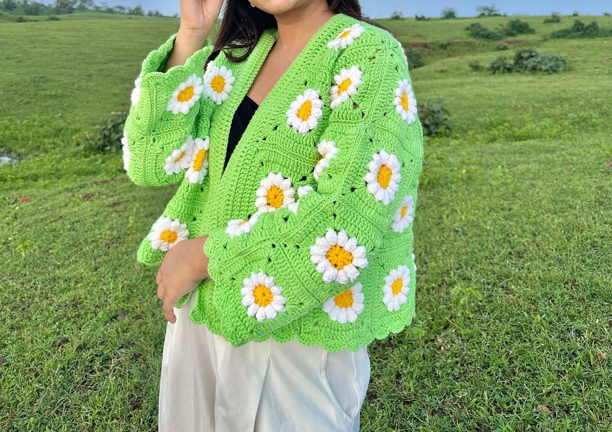 Crochet Handmade Granny Square Cardigan - Sweater for Women