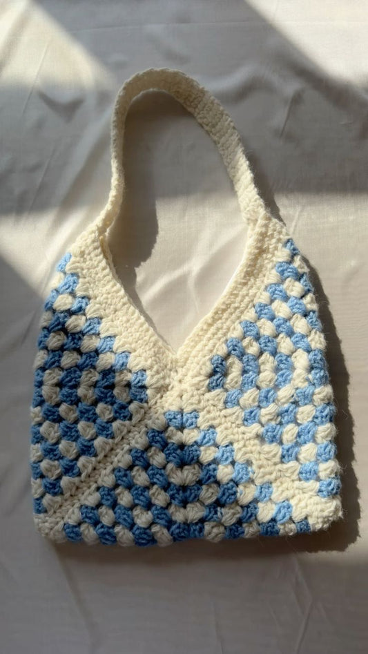 Handmade Crochet Granny Stripe Shoulder Bag
