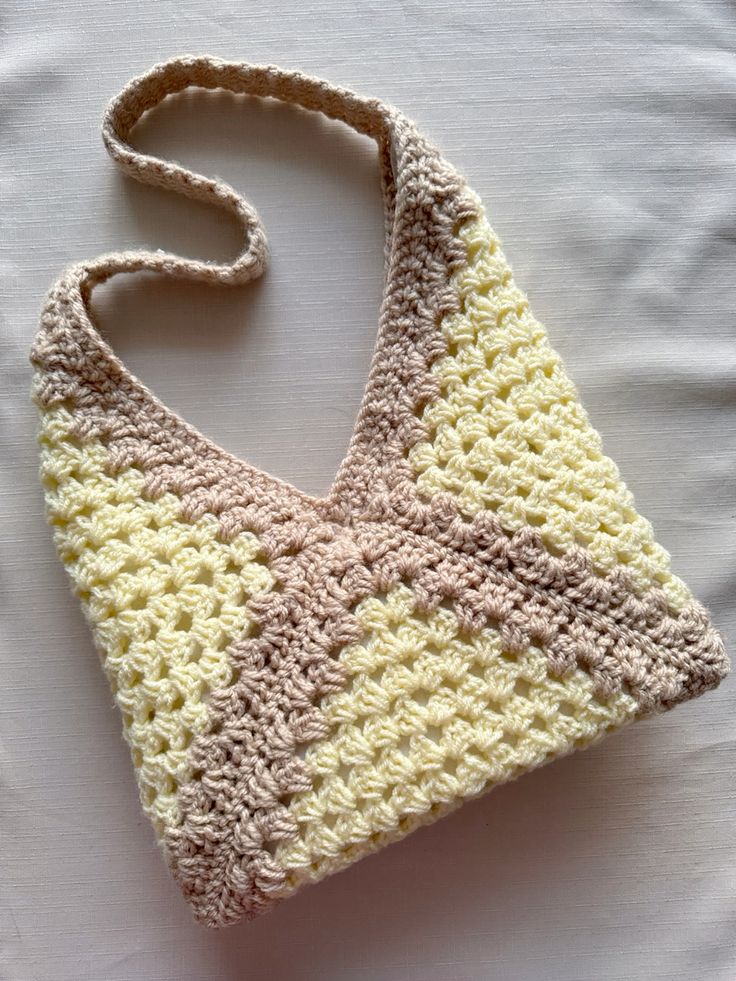 Handmade Crochet Granny Stripe Shoulder Bag