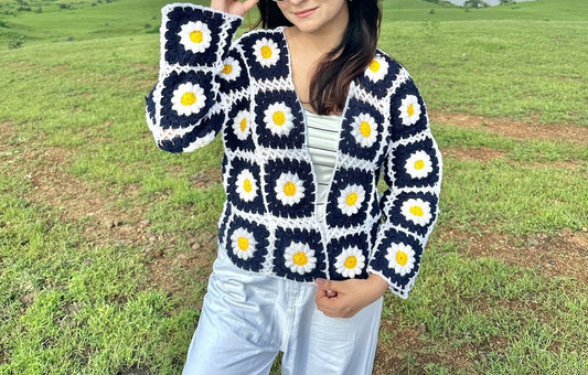 Crochet Handmade Granny Square Cardigan - Sweater for Women