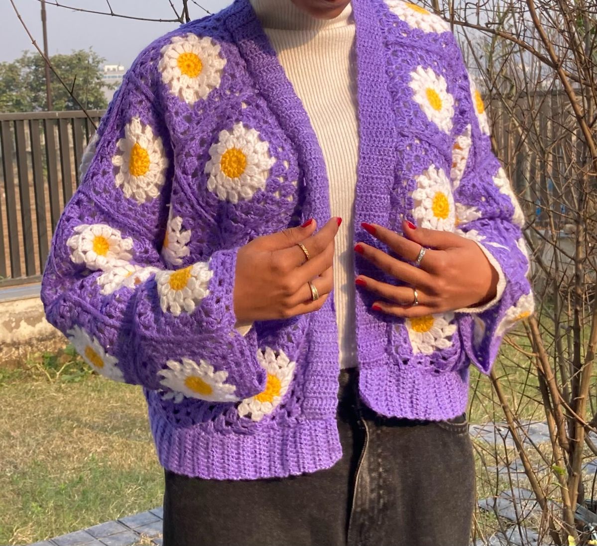 Crochet Handmade Granny Square Cardigan - Sweater for Women