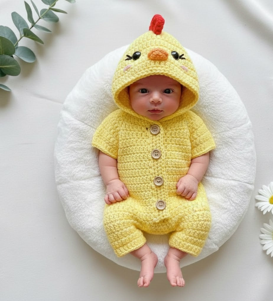 Baby Crochet Handmade Chicken Romper Costume - Dress