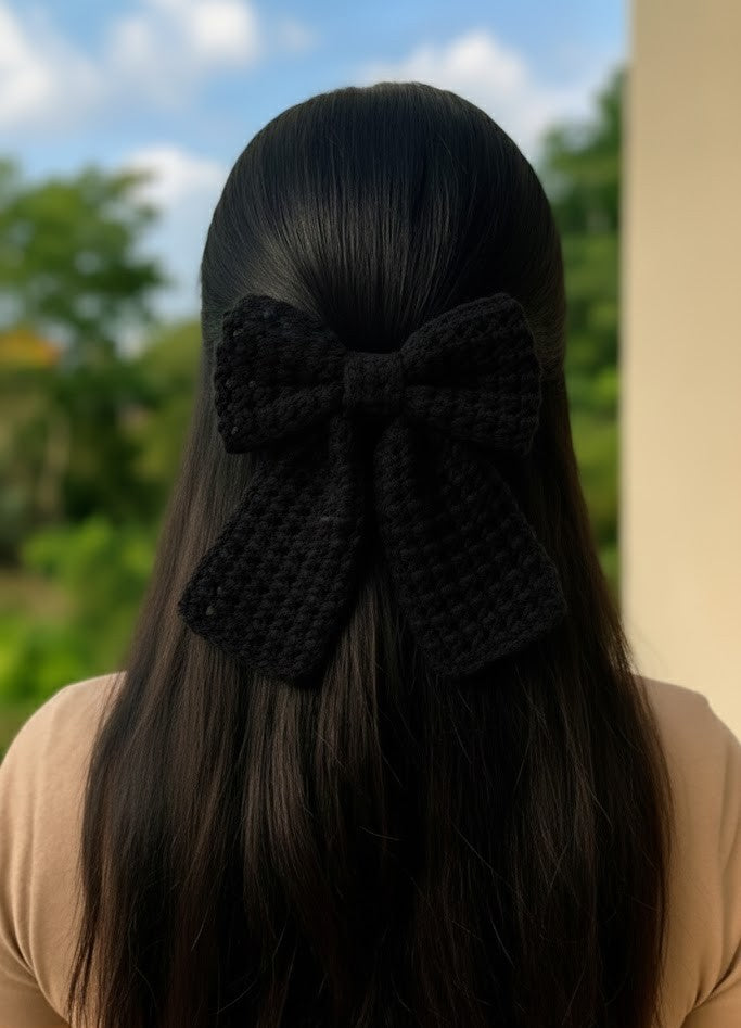 Aesthetic Crochet Handmade Bow Hair Clip for Long Hair Trendy For Girls