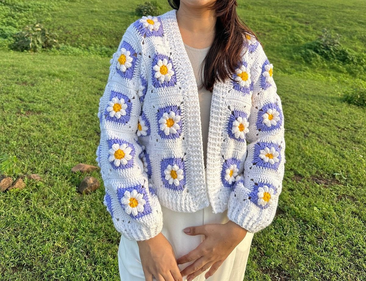 Crochet Handmade Granny Square Cardigan - Sweater for Women