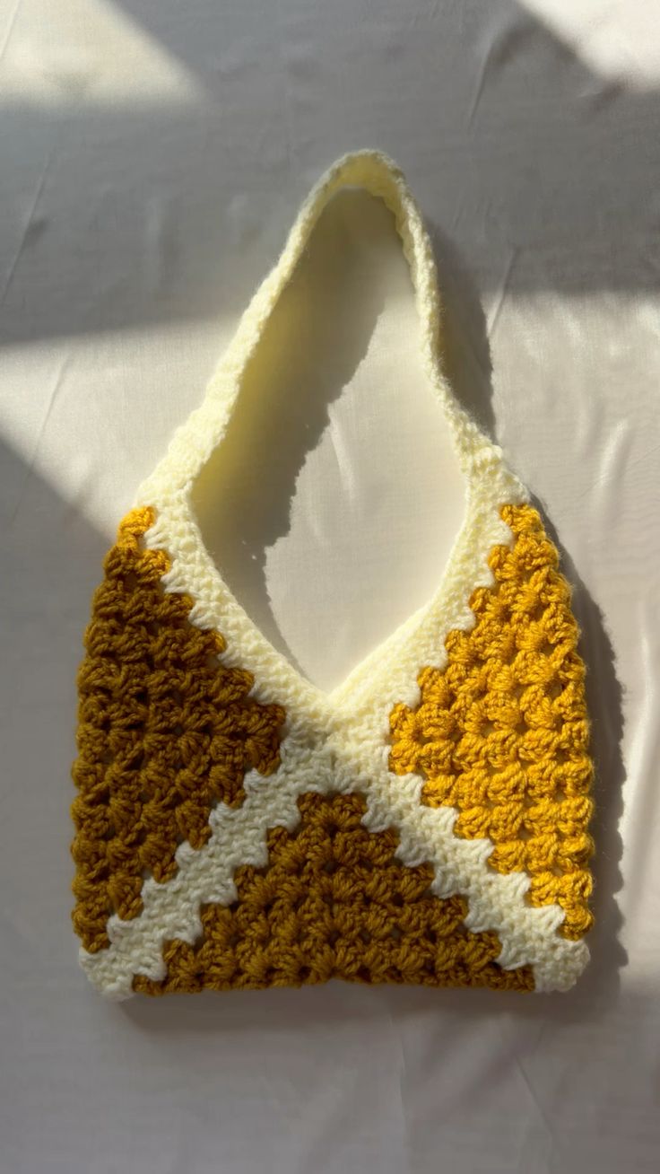 Handmade Crochet Granny Stripe Shoulder Bag