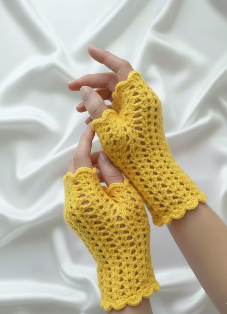 Pink Crochet Handmade Fingerless Gloves for Winter Wear for girls